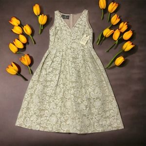 James Coviello Anthropologie Womens Ivory Sleeveless Fit And Flare Dress Size S